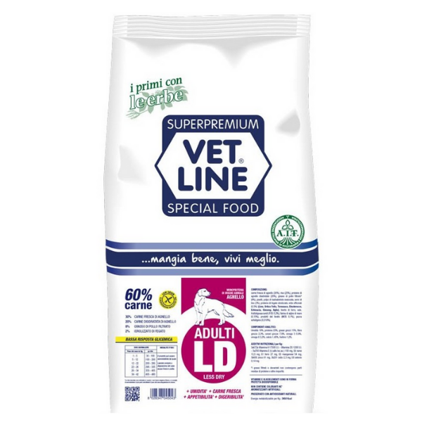 Vet Line Secco Cane Adult Less Dry Agnello